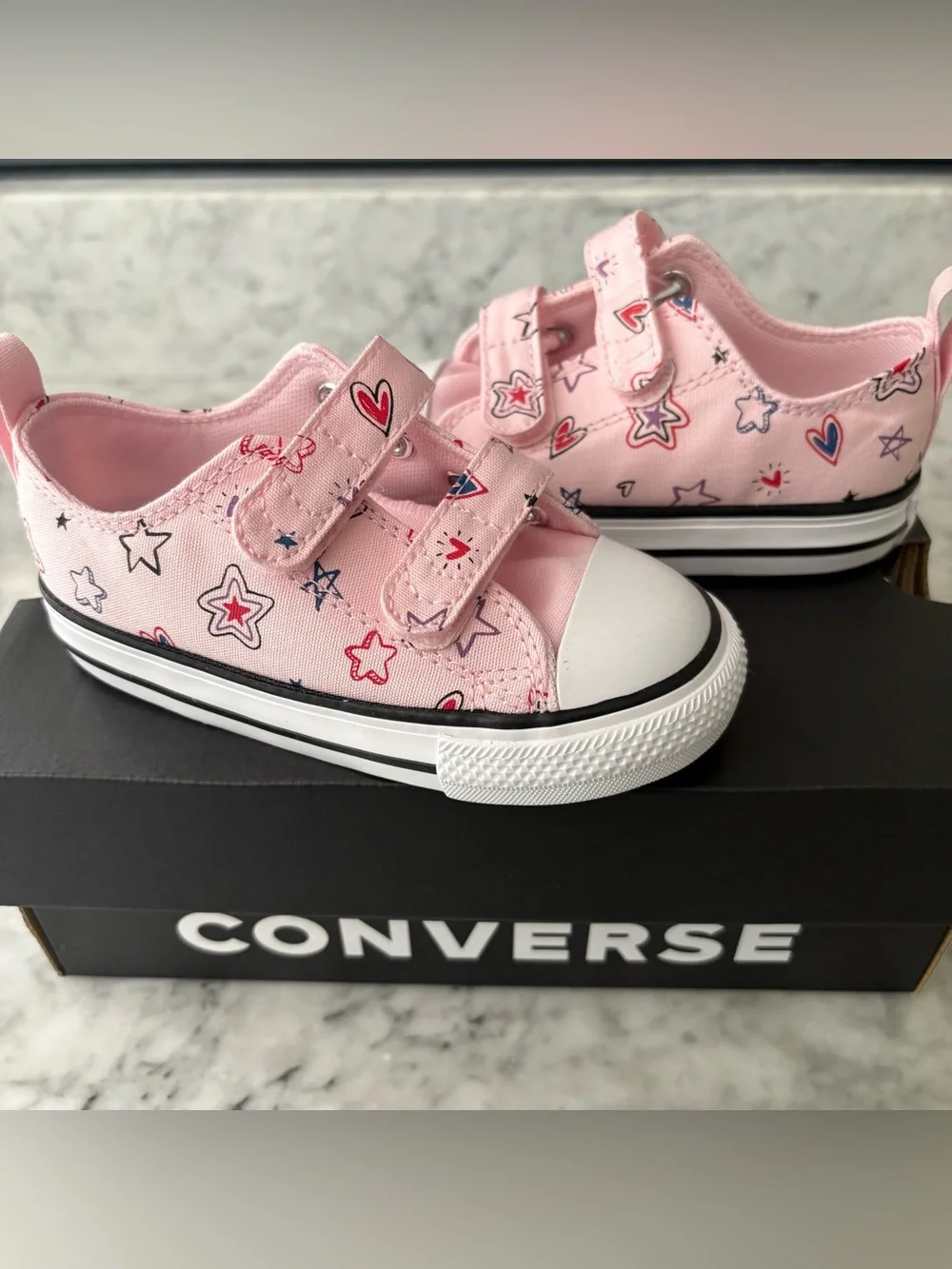 Converse Chuck Taylor All Star Doodles Sneaker Pink Strap Up Shoe Toddler 7